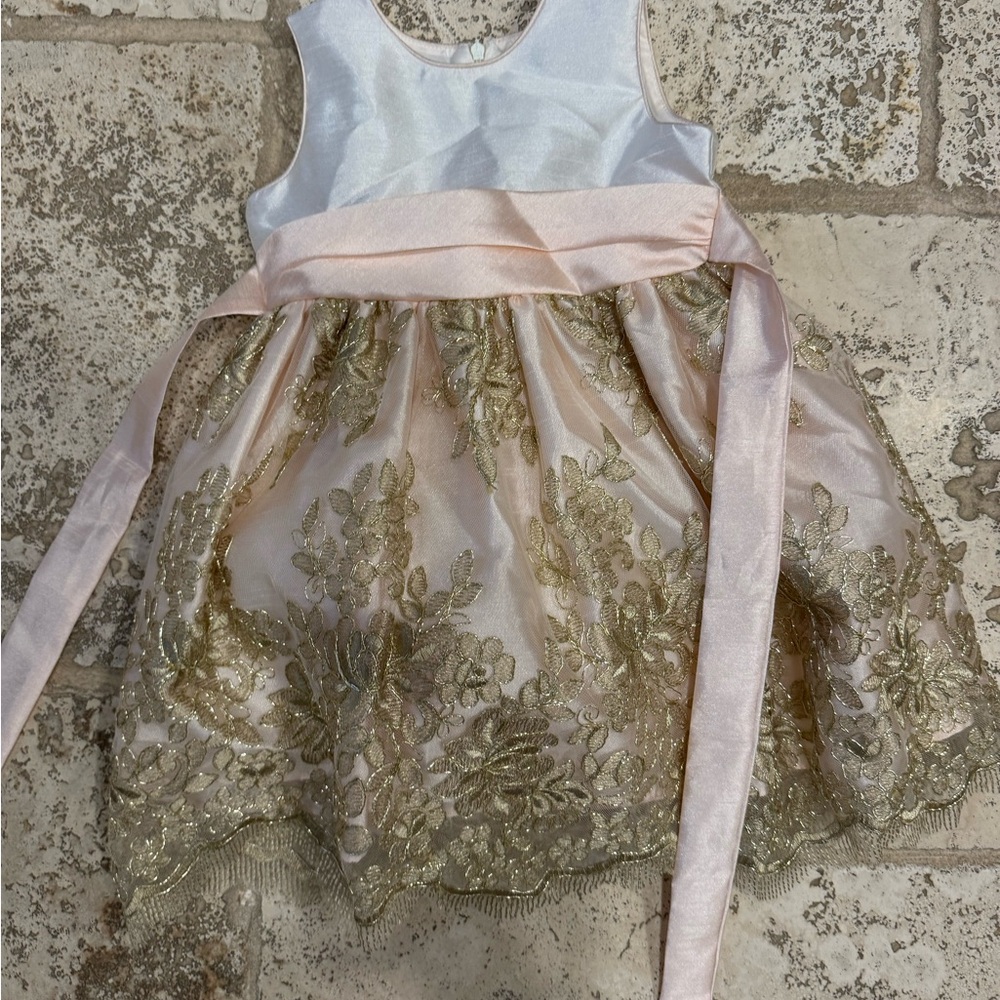 Jane Copeland Girl’s Dress Pink and Gold and Cream 3T - Picture 5 of 8